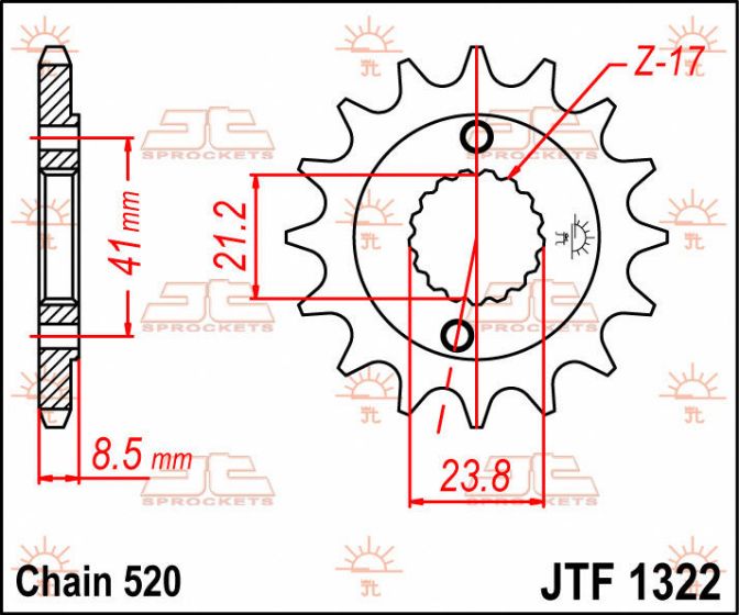 14T~ JTF1322.14 JT Sprockets Steel Front Sprocket 