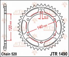 JT Sprockets Rear 44T 520 - JTR1490.44