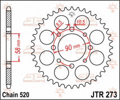 JT Sprockets Rear 44T 520 - JTR273.44