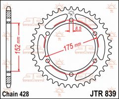 JT Sprockets Rear 57T 428 - JTR839.57