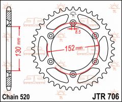 JT Sprockets Rear 48T 520 - JTR706.48