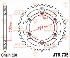 JT Sprockets Rear 42T 520 - JTR735.42