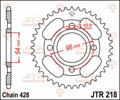 JT Sprockets Rear 44T 428 - JTR218.44