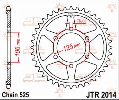 JT Sprockets Rear 47T 525 - JTR2014.47