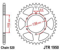 JT Sprockets Rear 48T 520 - JTR1950.48
