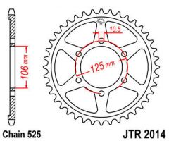 JT Sprockets Rear 47T 525 - JTR2014.47ZBK