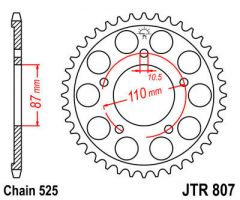 JT Sprockets Rear 45T 525 - JTR807.45ZBK