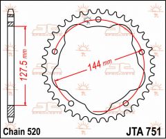 JT Sprockets Rear 42T 520 - JTA751.42