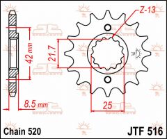 JT Sprockets Front 16T 520 - JTF516.16