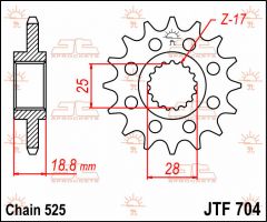 JT Sprockets Front 16T 525 - JTF704.16