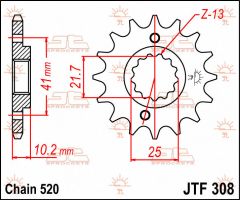 JT Sprockets Front 14T 520 - JTF308.14