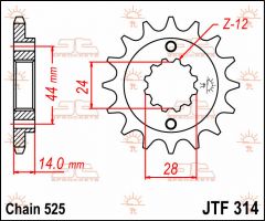 JT Sprockets Front 16T 525 - JTF314.16