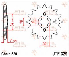 JT Sprockets Front 14T 520 - JTF329.14