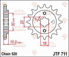 JT Sprockets Front 14T 520 - JTF711.14