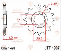 JT Sprockets Front 13T 428 - JTF1907.13