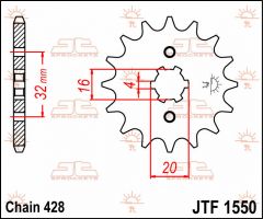JT Sprockets Front 14T 428 - JTF1550.14