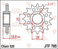 JT Sprockets Front 16T 520 - JTF705.16