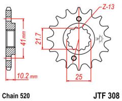 JT Sprockets Front 14T 520 - JTF308.14RB