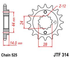 JT Sprockets Front 16T 525 - JTF314.16RB
