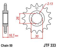 JT Sprockets Front 16T 50 - JTF333.16RB