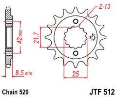 JT Sprockets Front 15T 520 - JTF512.15RB