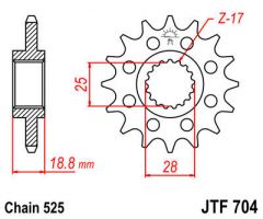 JT Sprockets Front 17T 525 - JTF704.17RB