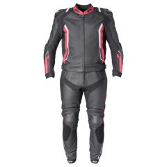 GMS Leather 2-Piece Suit GR-1 black-red-white Air Vest Ready