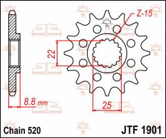 JT Sprockets Front 12T 520 - JTF1901.12
