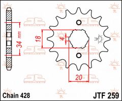 JT Sprockets Front 14T 428 - JTF259.14