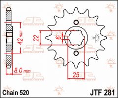 JT Sprockets Front 14T 520 - JTF281.14