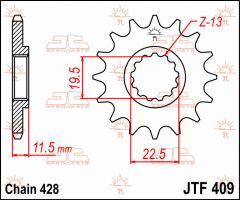 JT Sprockets Front 16T 520 - JTF409.16