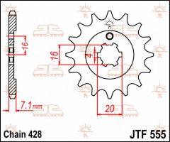 JT Sprockets Front 13T 428 - JTF555.13