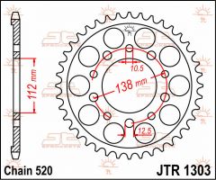 JT Sprockets Rear 43T 520 - JTR1303.43