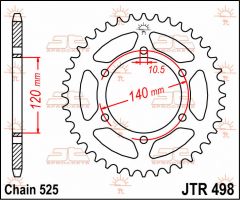 JT Sprockets Rear 44T 525 - JTR498.44