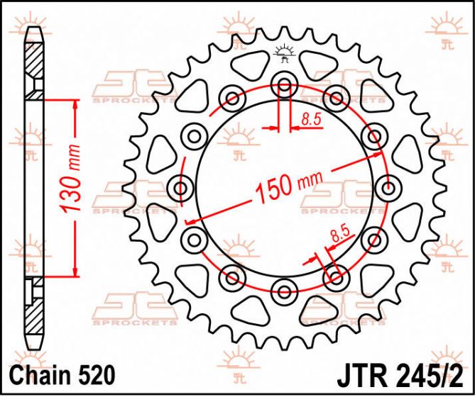 JT Rear Sprocket 53T 520P JTR245/2.53 Steel Yamaha WR 450 F 2016